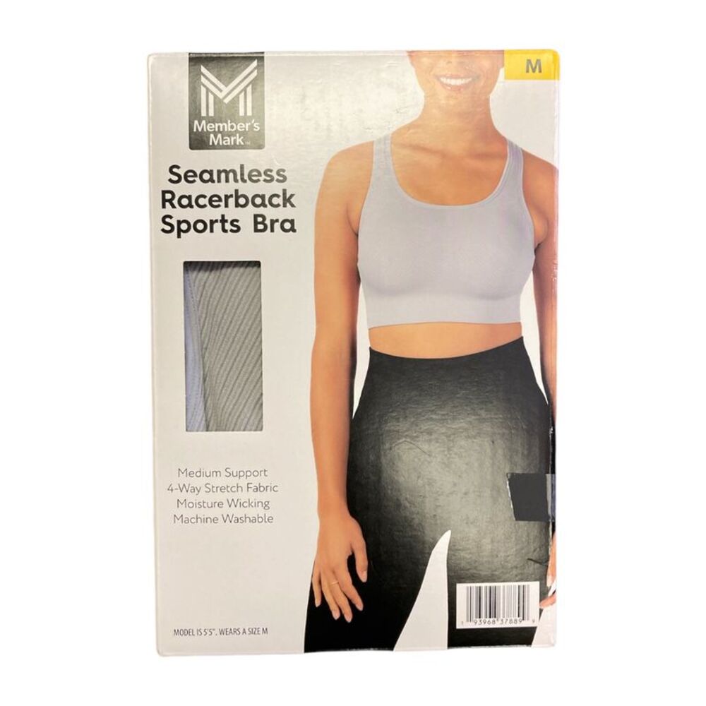 Member's Mark Women's Seamless Racerback Medium Support Sports Bra - Soft Silver